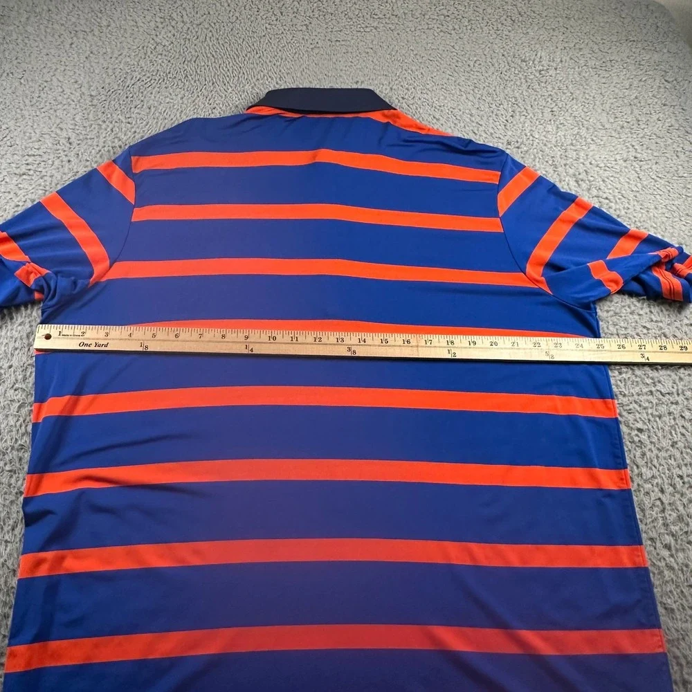 Ralph Lauren RLX Polo Mens XL‎ Blue Orange Striped Indian Wells Golf Shirt Tech